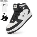 Ghete AF1 Imblanite, Negru/Alb, Piele Naturala