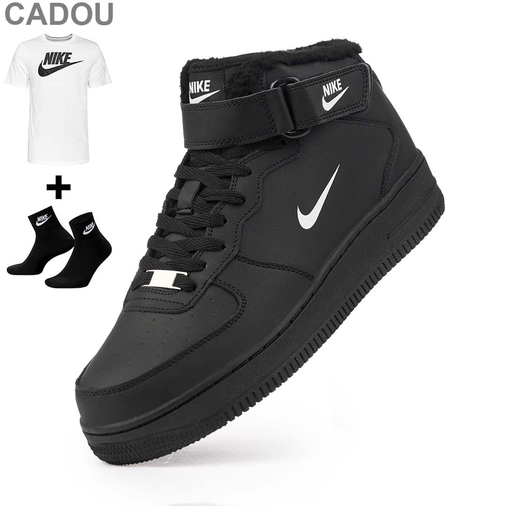 Ghete AF1 Imblanite, Negru, Piele Naturala