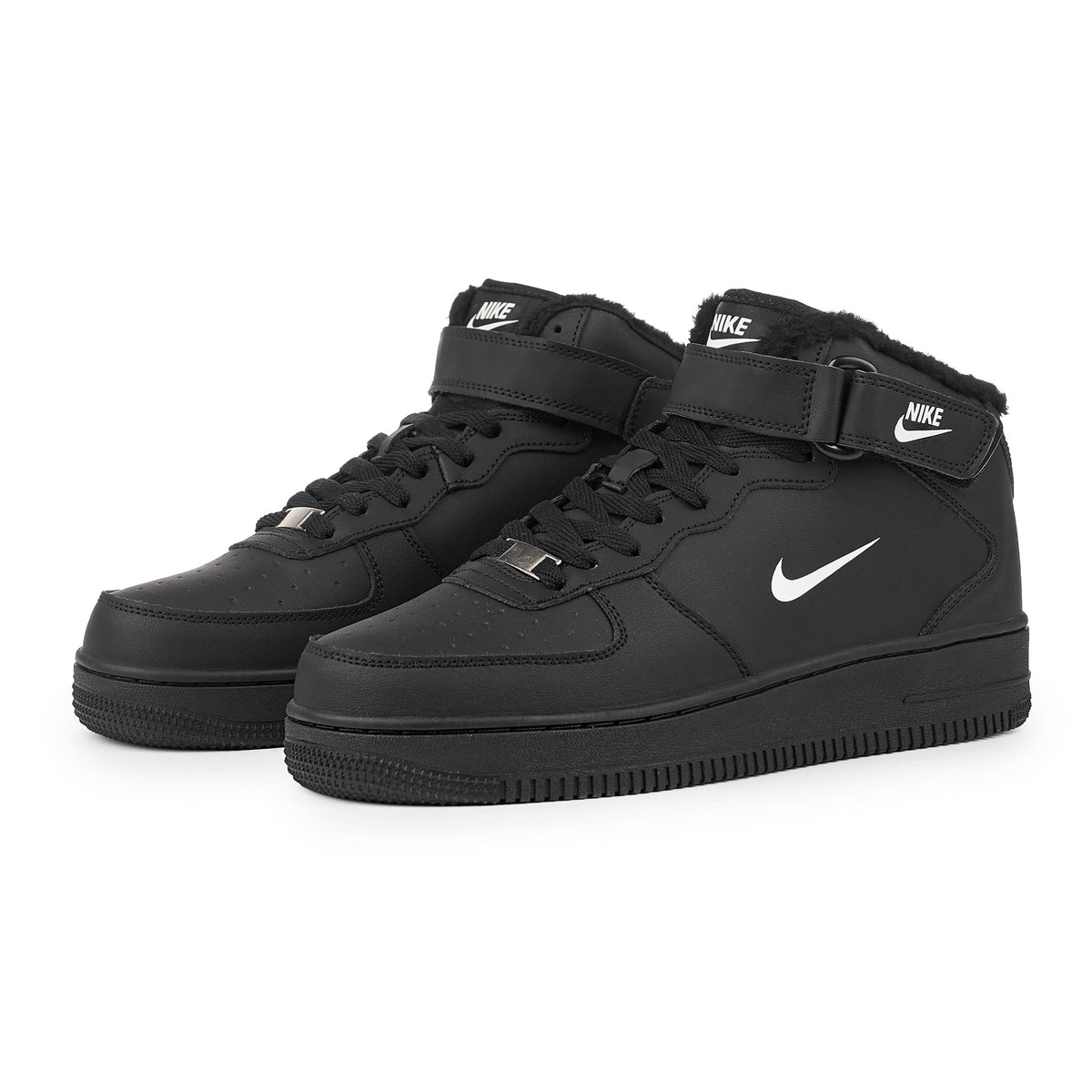 Ghete AF1 Imblanite, Negru, Piele Naturala