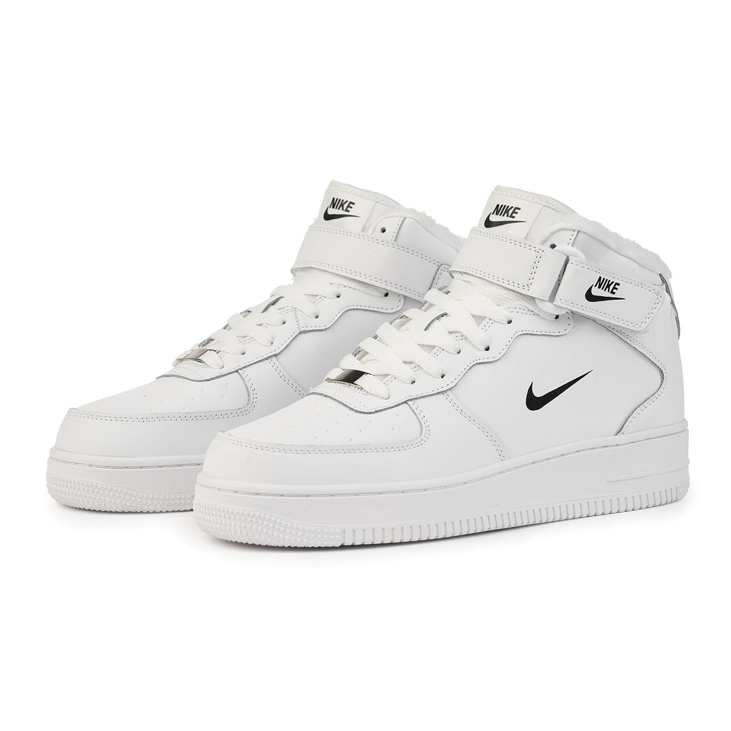 Ghete AF1 Imblanite, Alb, Piele Naturala