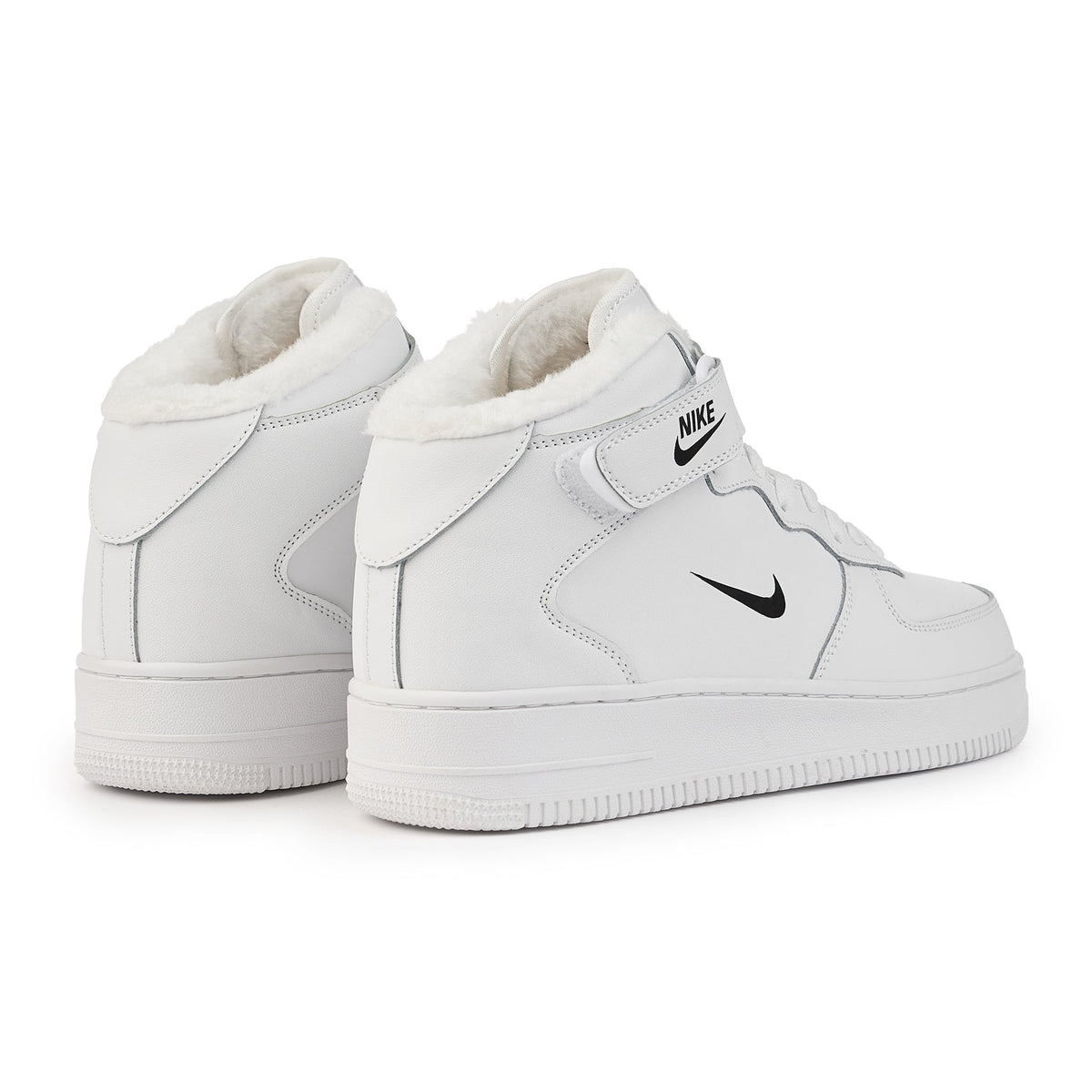 Ghete AF1 Imblanite, Alb, Piele Naturala